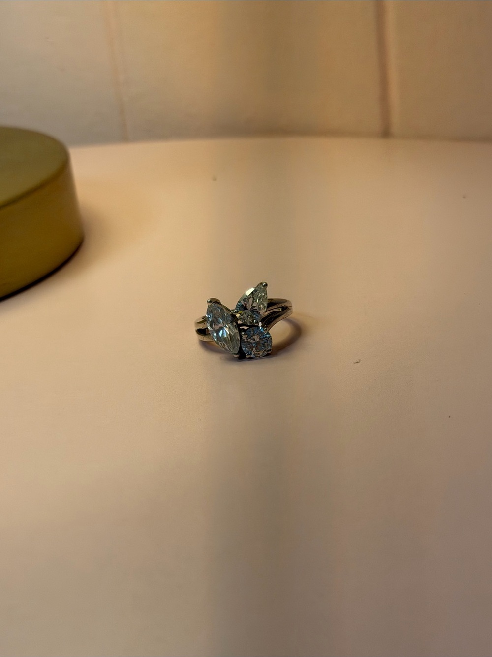Sterling Silver Marquise & Round Aquamarine Ring - Silver